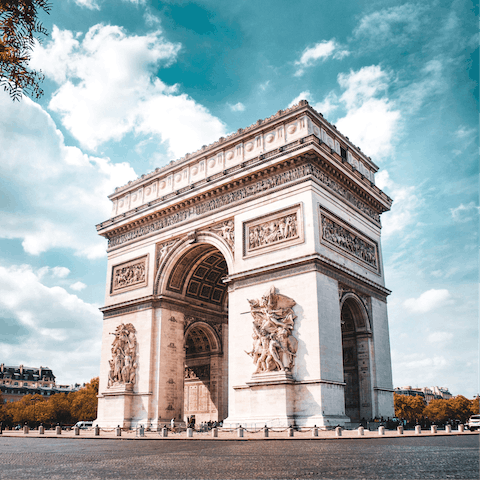 Hop on a bus and enjoy fantastic views from the Arc de Triomphe