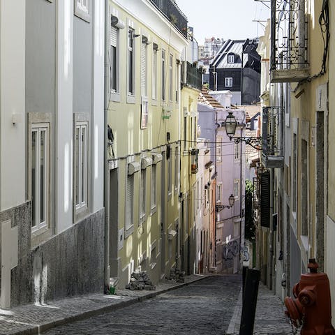 Explore your colourful neighbourhood – Avenida da Liberdade is a five-minute walk away