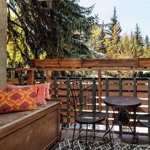 Bask in the mountain air on the private outdoor patio