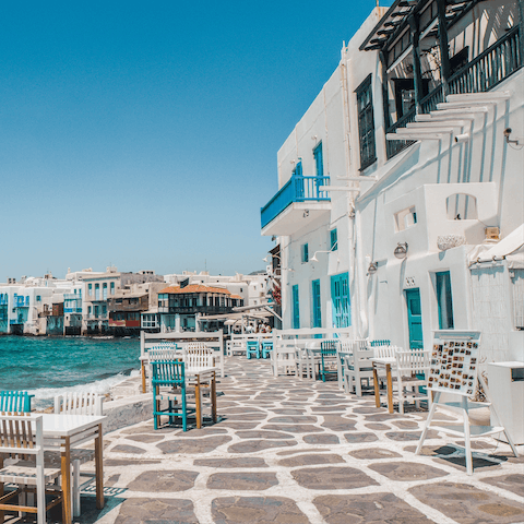 Head into Mykonos Town for the evening, less than a ten-minute drive away