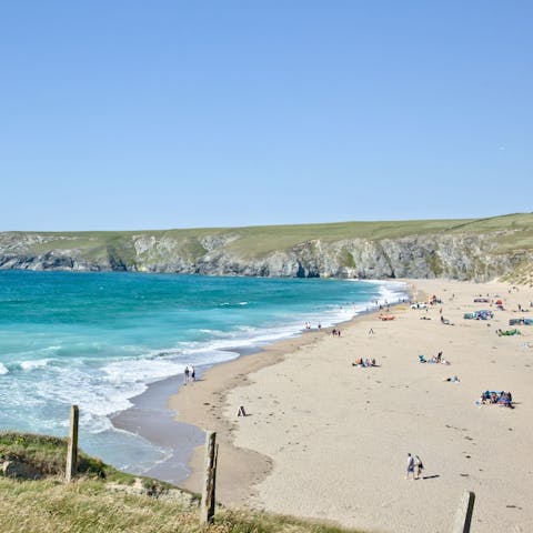 Jump in the car for five minutes or take the twenty-five minute walk to Holywell Bay