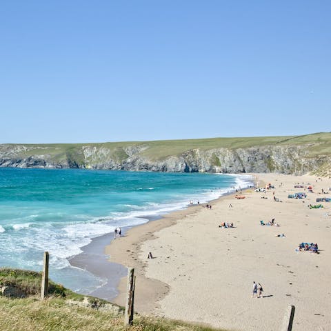 Jump in the car for five minutes or take the twenty-five minute walk to Holywell Bay