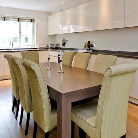 Show off your culinary skills and break bread at the large dining table