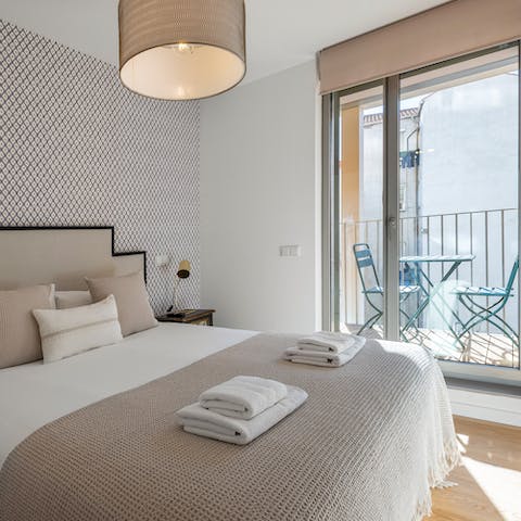 Wake in this light-filled bedroom and step straight out onto the terrace and the Spanish sunshine