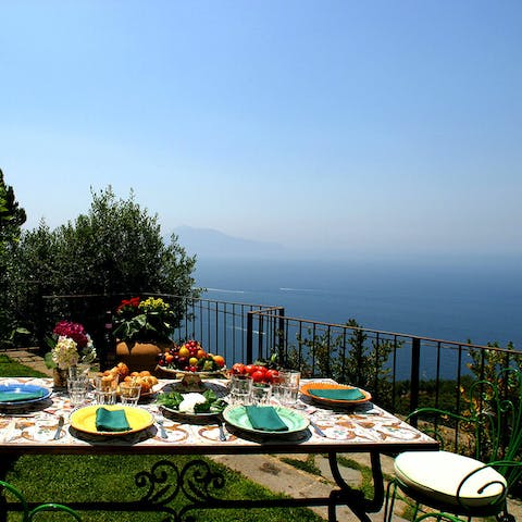 Dine alfresco with the best seat in the house, and take in stunning views of the Gulf of Naples
