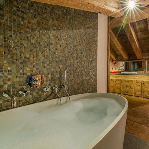 Soothe your aching muscles in the gorgeous in-room bathtub
