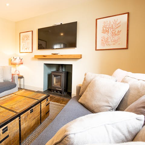 Cosy up for a Netflix movie night in front of the wood-burning stove