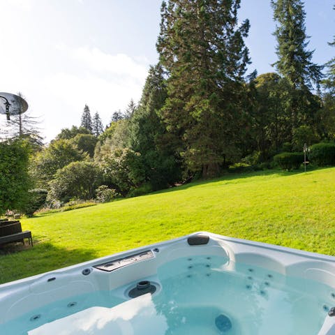 Warm up in the outdoor hot tub for a breath of fresh air