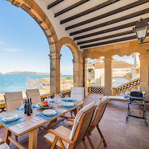 Cook on the barbecue for an alfresco meal enjoyed with a sea view 