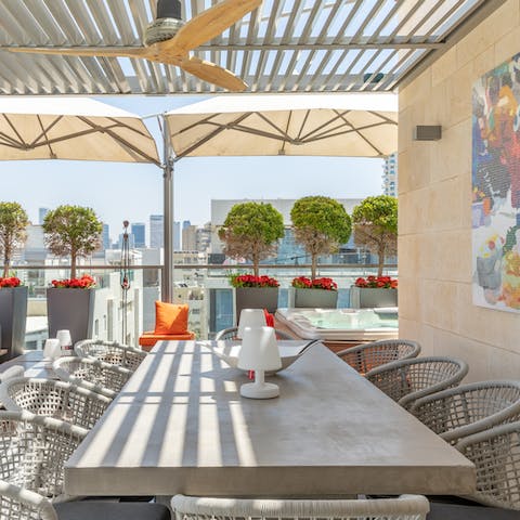 Set the table ready for an alfresco mezze feast on your private roof terrace