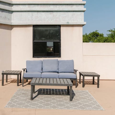 Soak up the sunshine on the patio furniture
