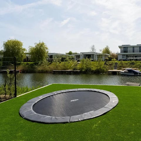 Keep the kids entertained with the communal trampoline