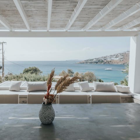 Take in views over the Aegean Sea from the terrace