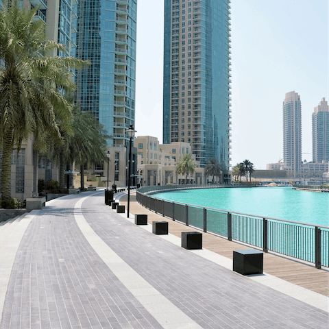 Take a stroll around the Dubai Marina – just a 15-minute drive away