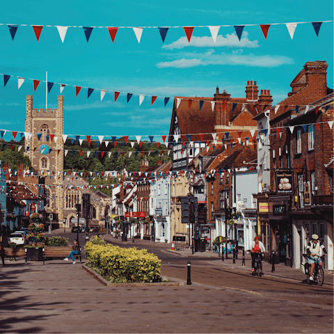 Drive over to charming Henley-on-Thames in a quarter of an hour and wander along the banks of the Thames