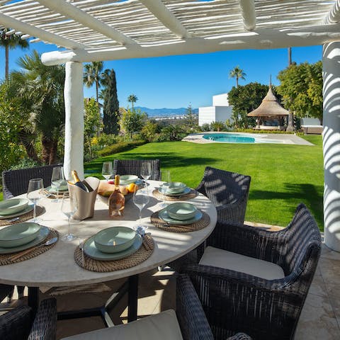 Gather your group for outdoor meals on the terrace