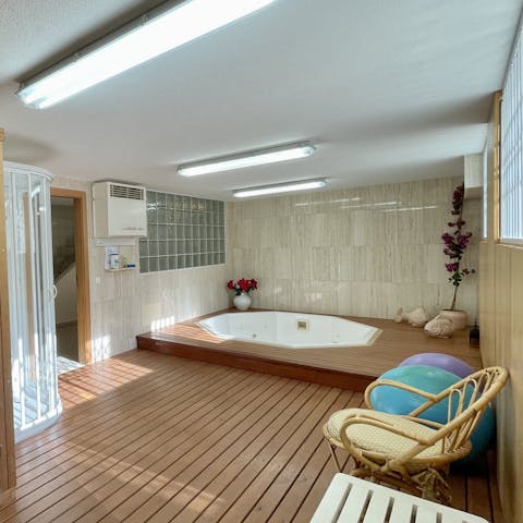 Hide away in the private spa with a Jacuzzi or sauna session