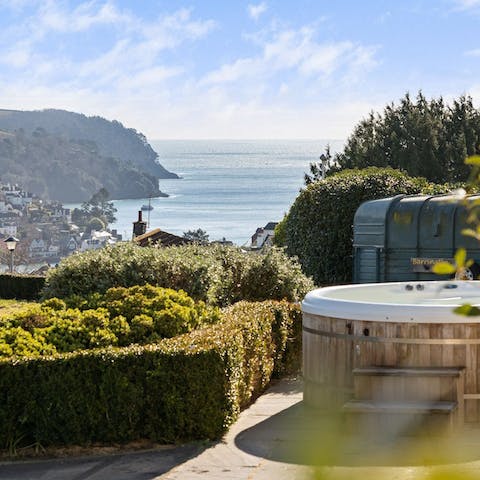 Savour the views while soaking in the hot tub