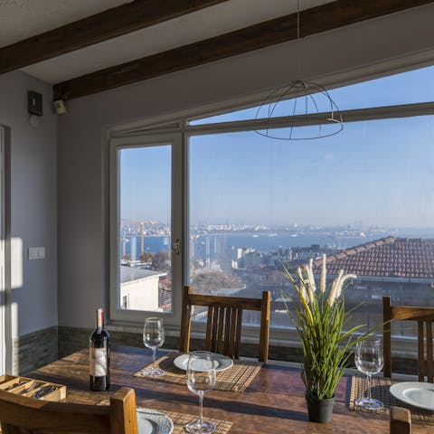 Head up to the top floor to dine as the sun sets over the Bosphorus