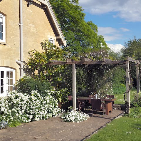 Make the most of sunny days beneath the pergola on the private terrace