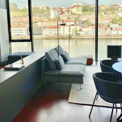 Take in the amazing Rio Douro and Ribeira district vistas from the living room
