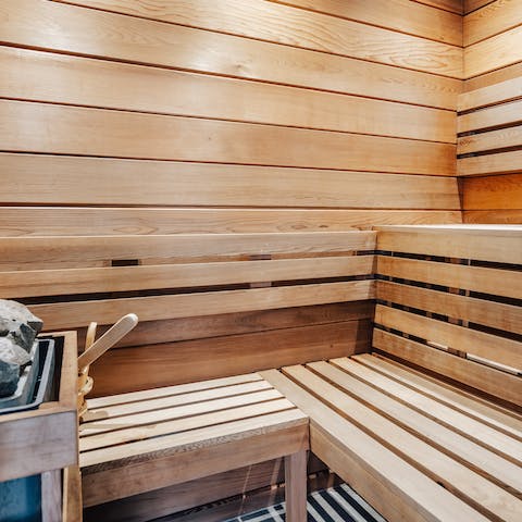 Pamper yourself in the well-outfitted steam room