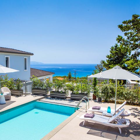 Take in sea views as you relax in the pool or soak up some rays on the loungers