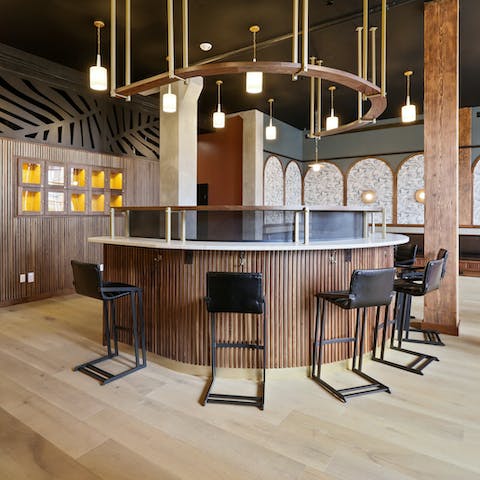 Enjoy a drink in the shared lobby and make some local friends