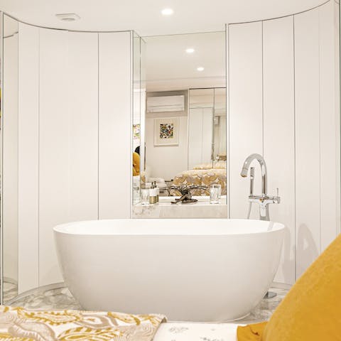 Run yourself a bath in the elegant in-suite tub