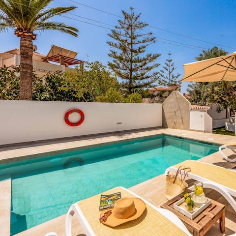 Slip from your sun lounger into the private pool when you need to cool off