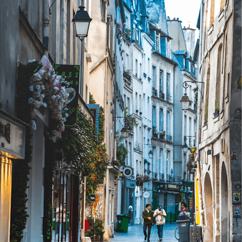 Walk over to the pretty, lively streets of Le Marais