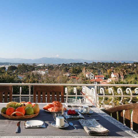 Enjoy breakfast on the sunny terrace