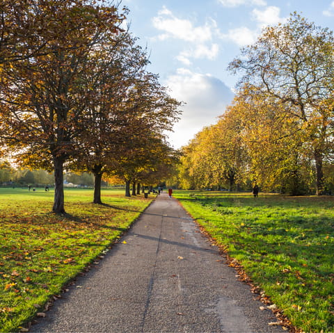 Go for a stroll in Hyde Park, less than a 20 minute walk away
