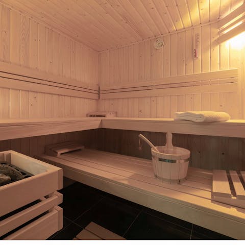 Relax and unwind in your private sauna 