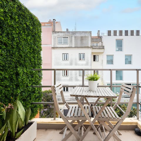 Sip a coffee on the balcony before heading out to see the sights