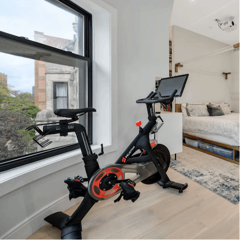 Start the morning off with an energising workout on the Peloton bike