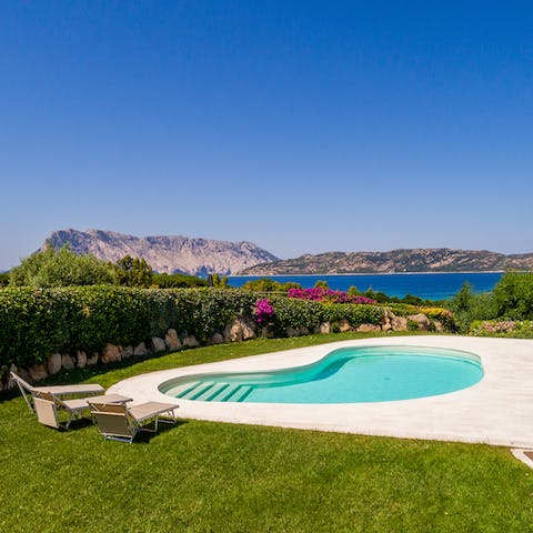 Admire sea and mountain views as you take a dip in the private pool