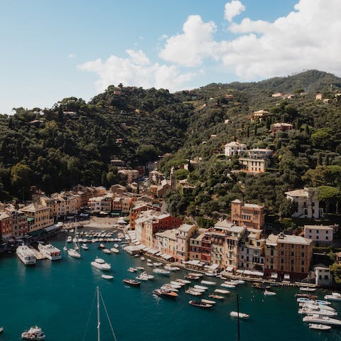 Take a day trip to beautiful Portofino, a fifty-five-minute drive away