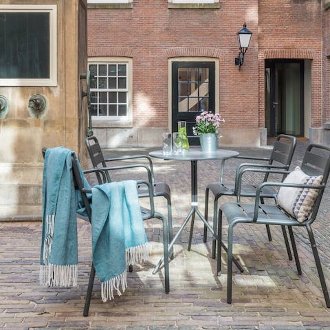 Enjoy your morning coffee in the courtyard
