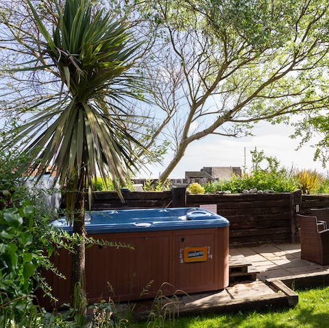 Enjoy the afternoon sun from where you're relaxing in the hot tub