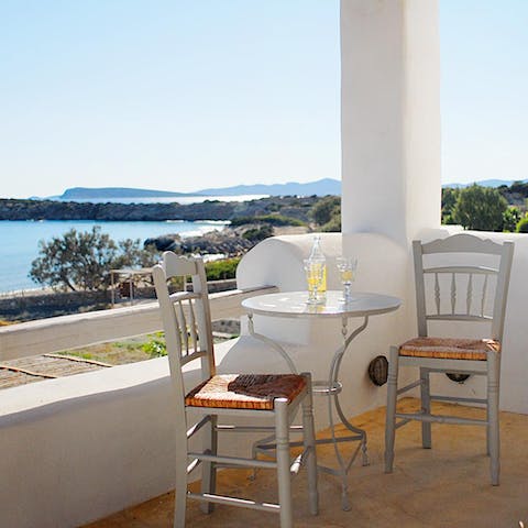Eat Mediterranean cuisine straight from the barbecue while seated on the terrace
