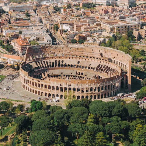 Go back in time to the days of gladiators at The Colosseum, only a ten-minute  walk away