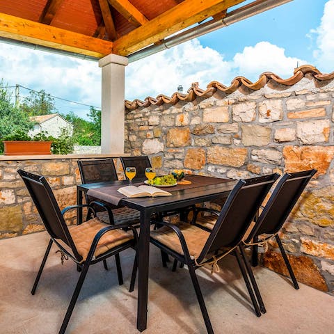 Serve up some Istrian culinary delights at the alfresco dining area