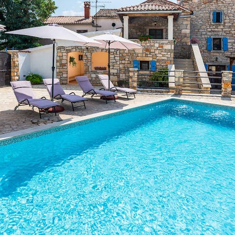 Swim laps in the private pool