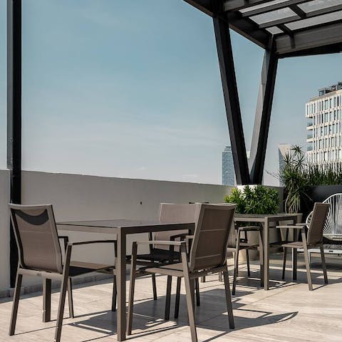 Enjoy lunch on the roof terrace