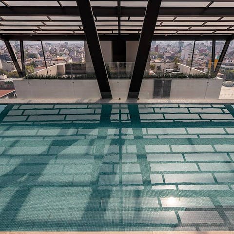 Cool off with a swim in the rooftop pool