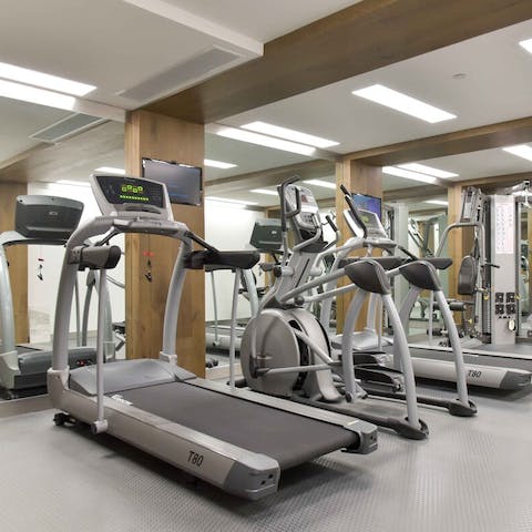 Stay fit at the in-building gym