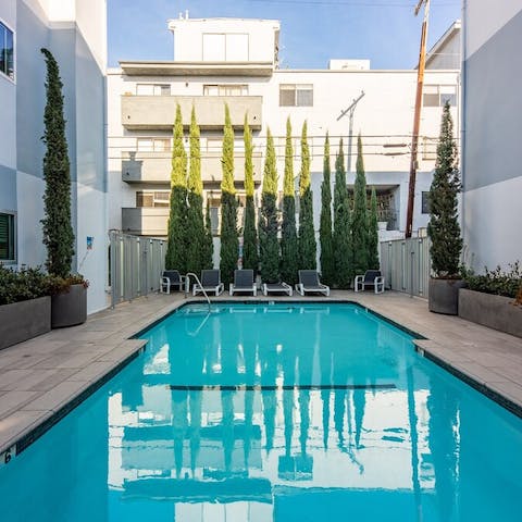 Cool off in the in-building pool