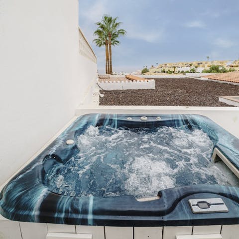 Feel a wonderful sense of wellbeing while relaxing in the hot tub