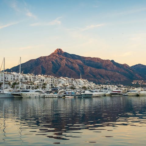 Enjoy a glamorous stroll along the shores of Marbella